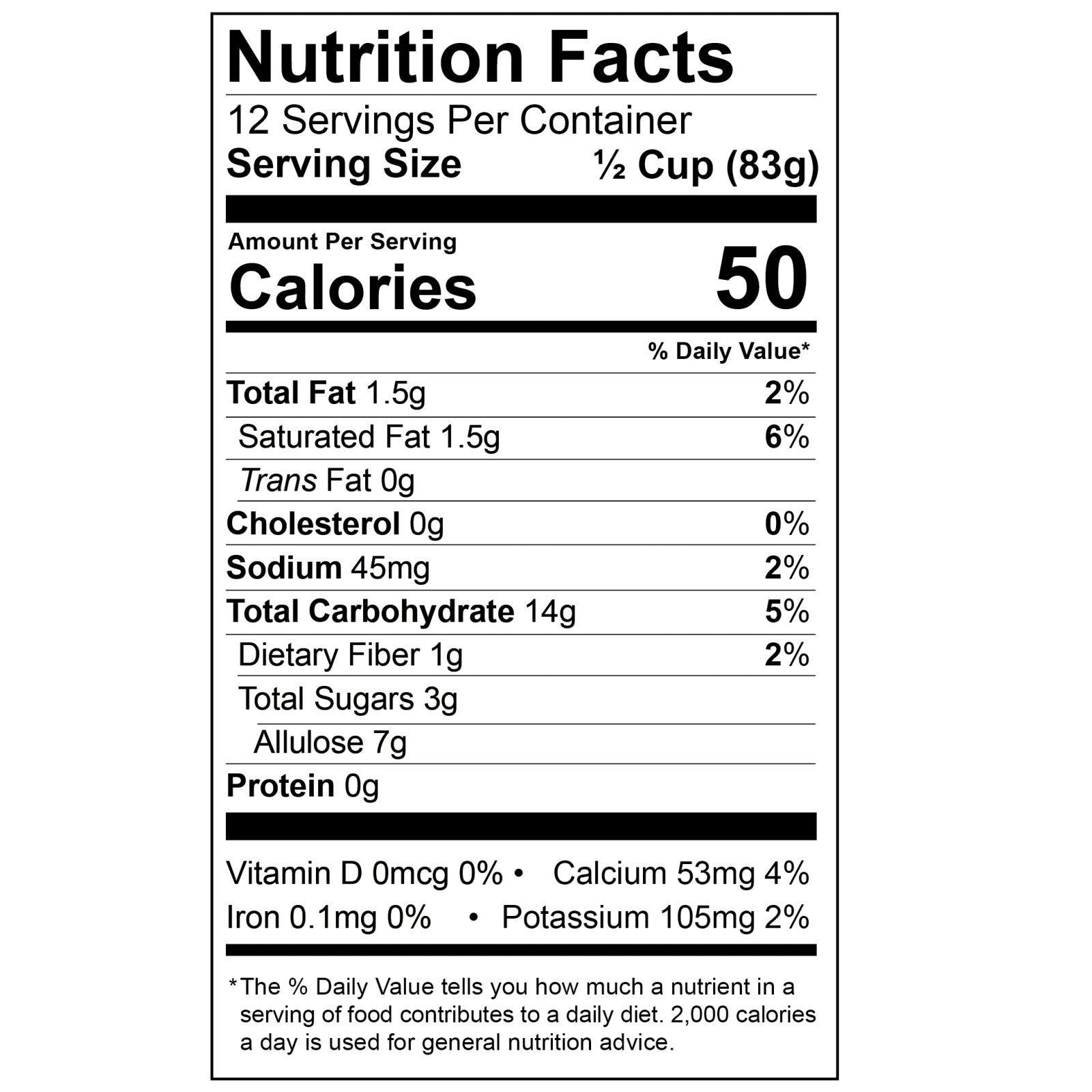 Keystone Pantry Nutritional Label Ice Cream MIx