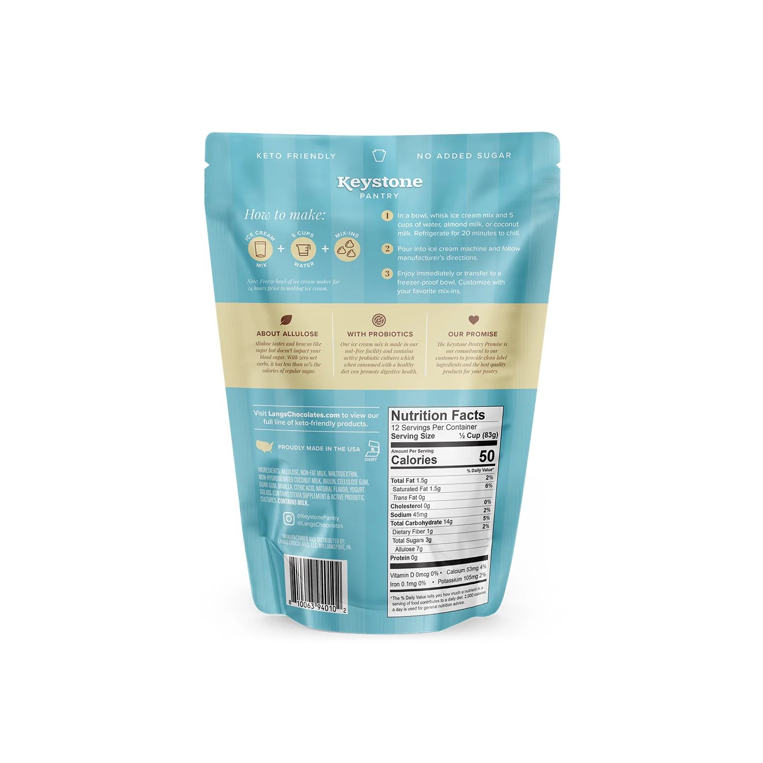 Keystone Pantry's Vanilla Ice Cream Mix is a Smart Healthy choice with added Probiotic Cultures