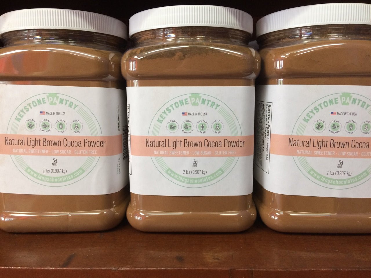 Keystone Pantry Natural Light Brown Cocoa Powder 2-Lb Jar Organic