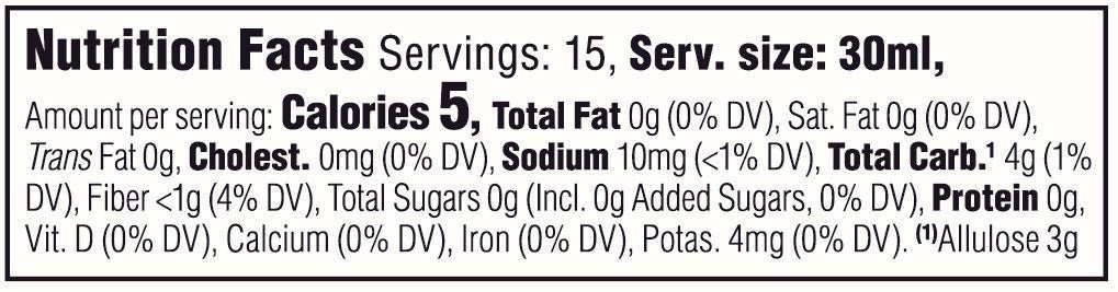 Sugar-Free Maple Syrup Nutritional Facts