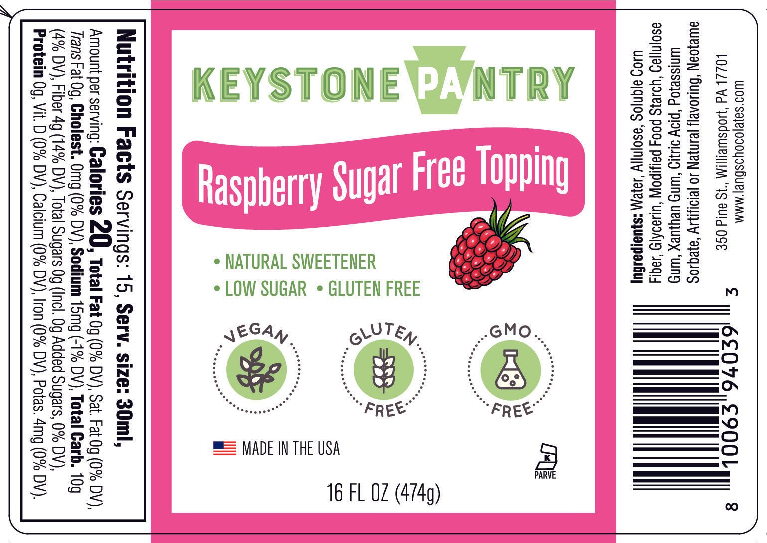 Kosher Pareve Gluten Free Sugar Free Topping