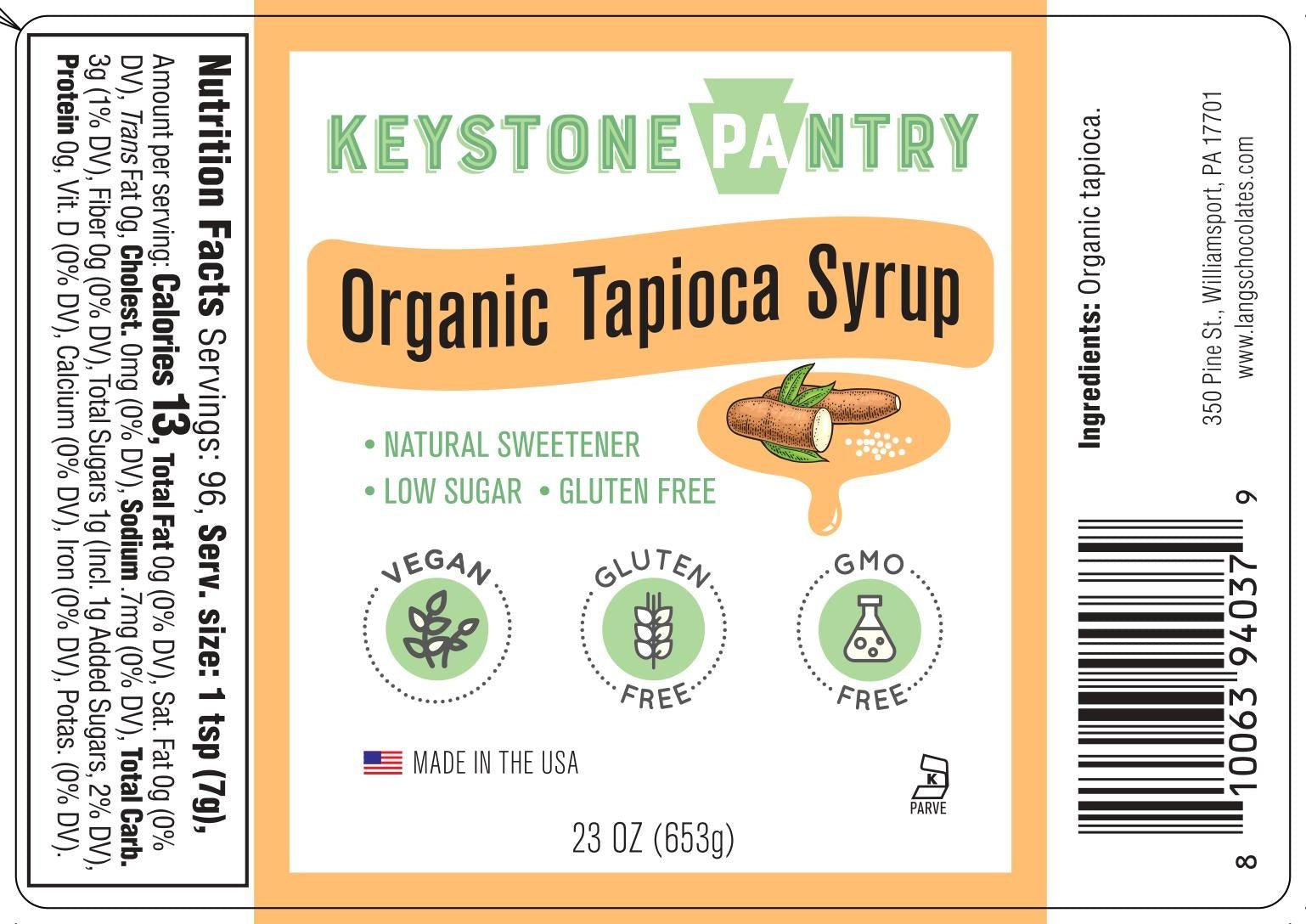 Keystone Pantry Organic Tapioca Syrup. All-Natural, High-Quality Substitute for Corn Syrup and Sugar