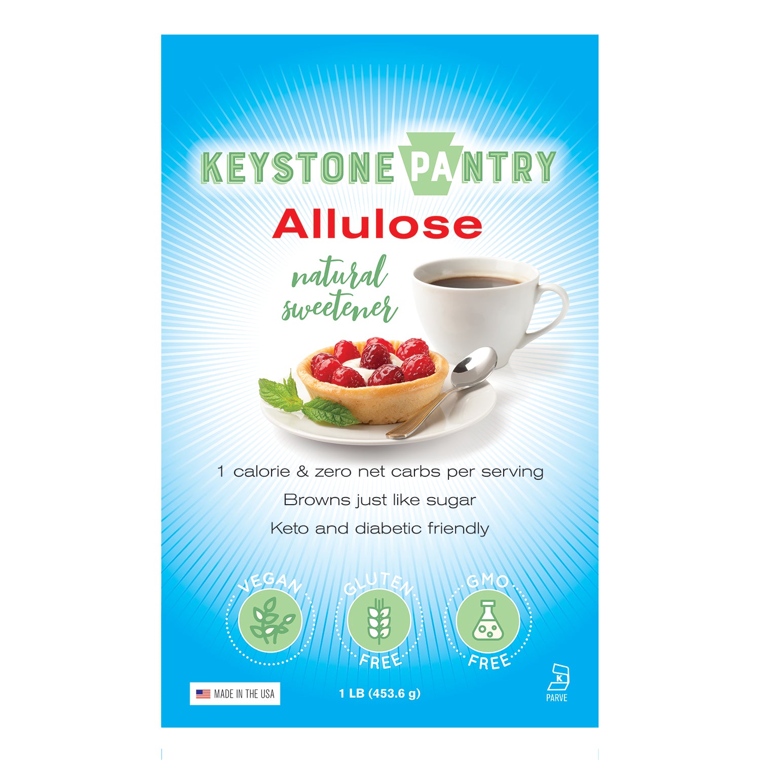 Keystone Pantry Non-GMO Allulose Natural Rare Sugar Sweetener 1-lb bag