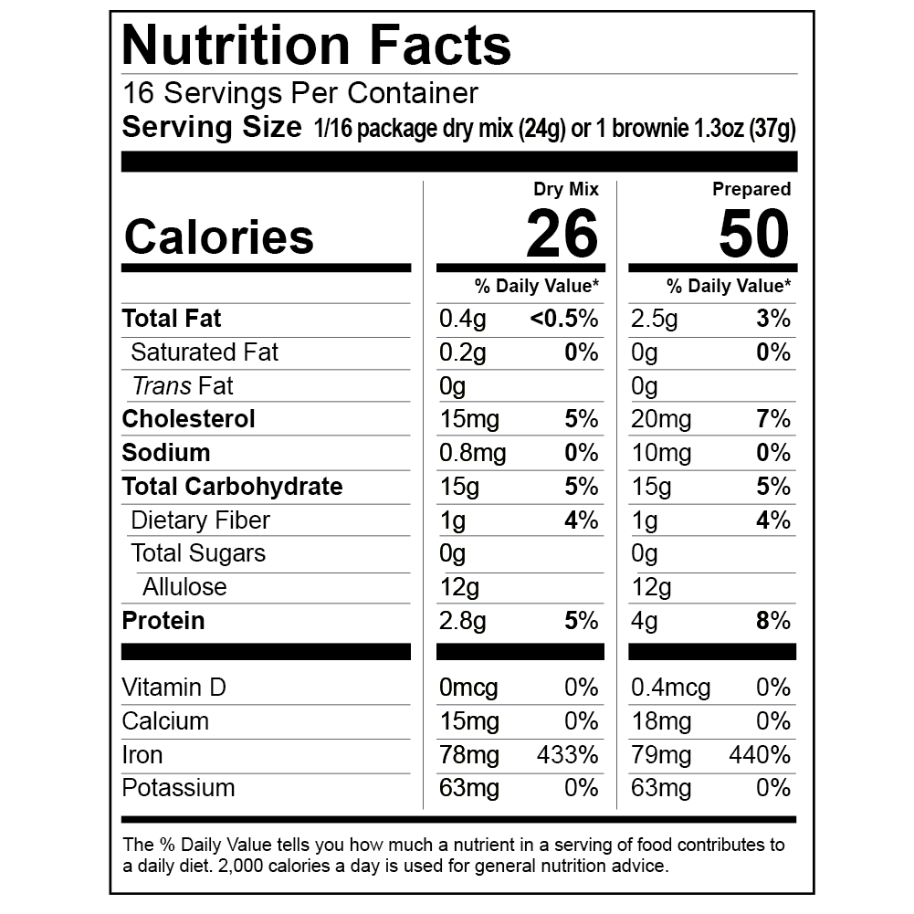 Keystone Pantry Keto Brownie Mix Nutritional Facts