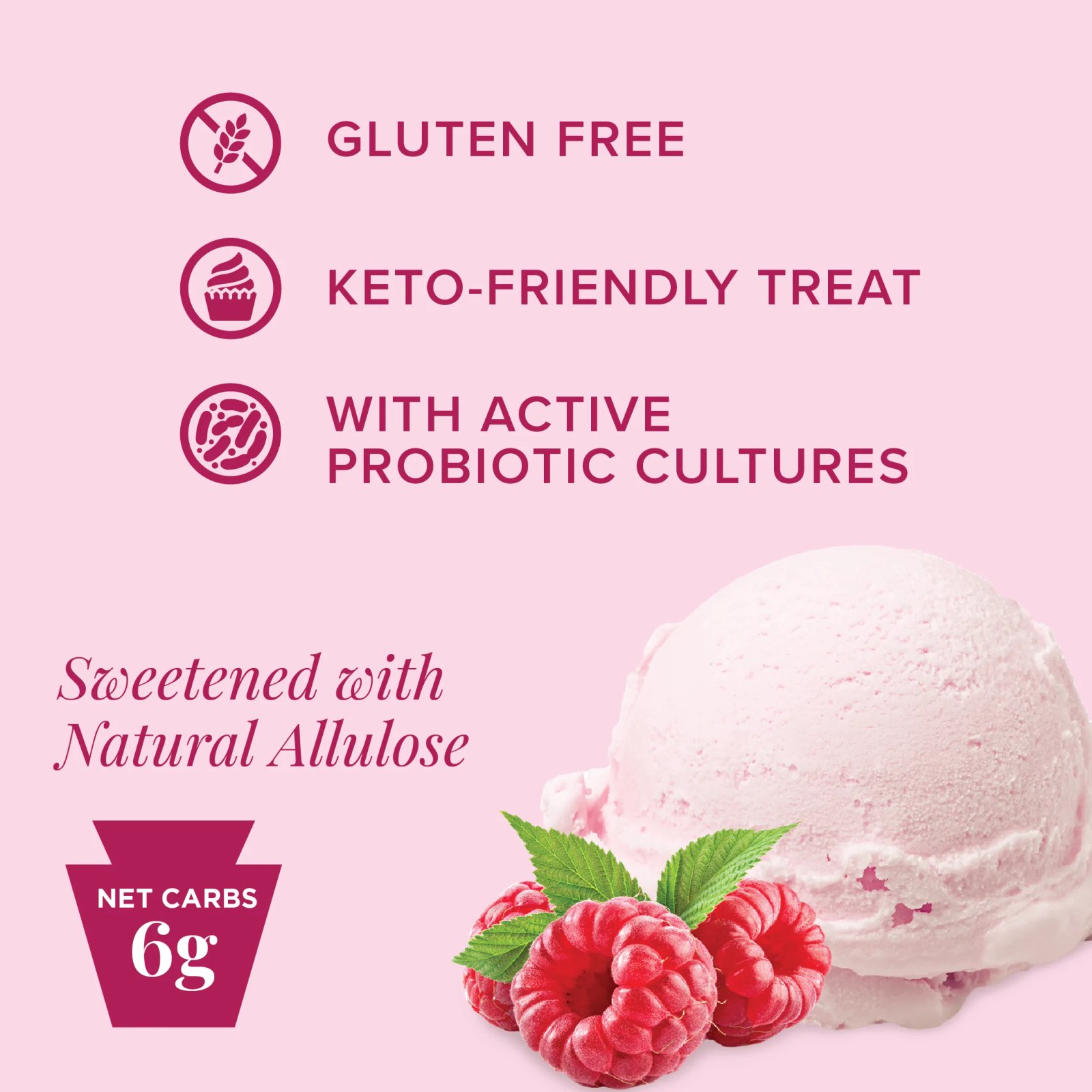 Keystone Pantry Raspberry Keto Ice Cream Mix features probiotic cultures