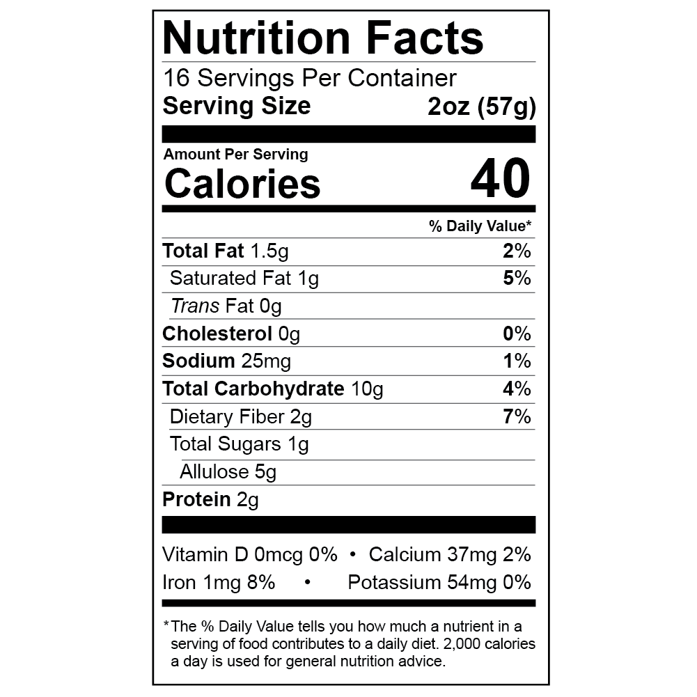 Keystone Pantry Chocolate Healthy Lifestyle Choice for Keto Smoothie (Nutritional Label)