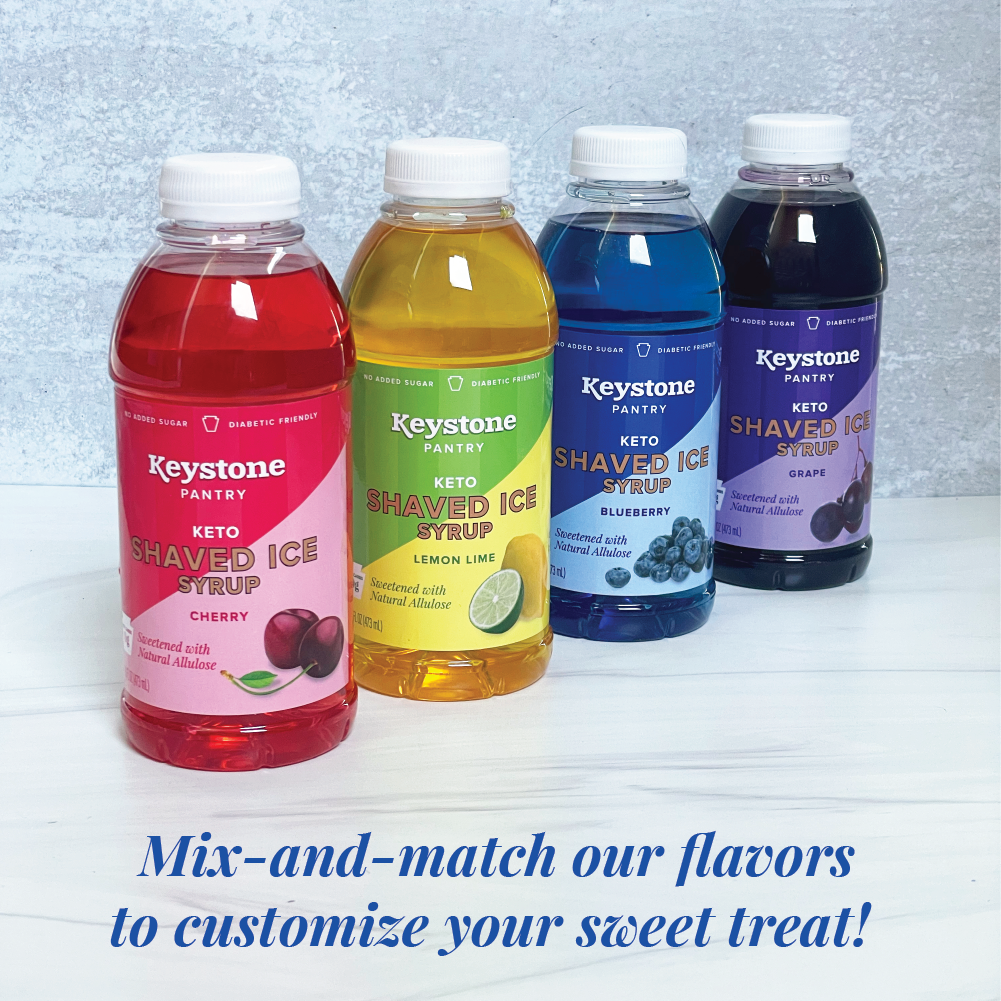 Keystone Pantry Healthy Lifestyle Keto and Diabetic Friendly Shaved Ice Syrup Flavors