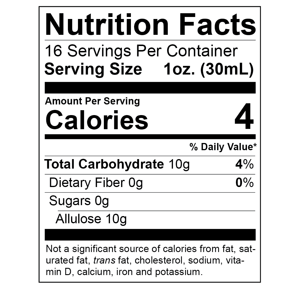 Keystone Pantry Keto Shaved Ice Syrup Grape Nutritional label