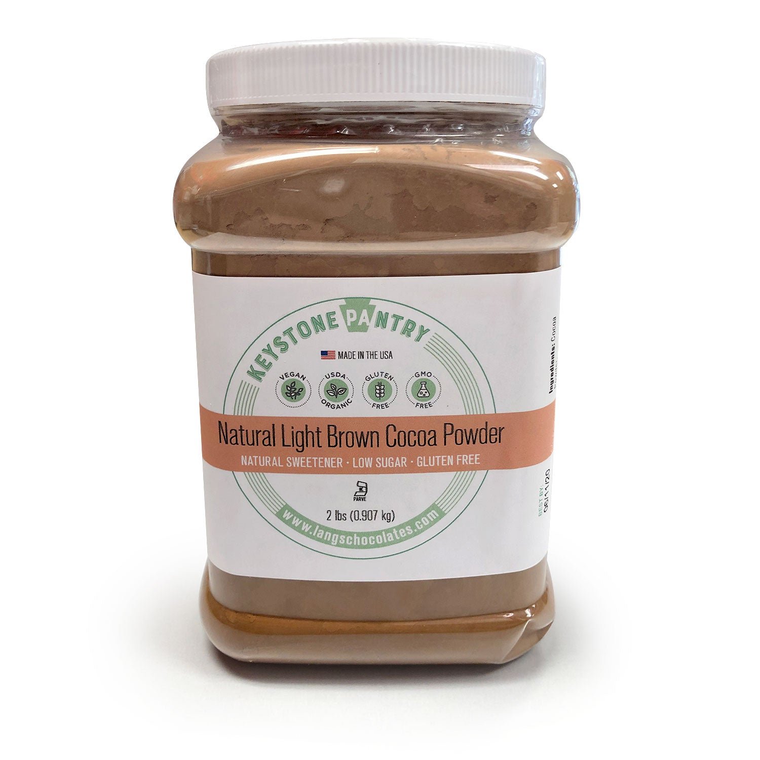 Keystone Pantry Natural Light Brown Cocoa Powder 2-Lb Jar Organic